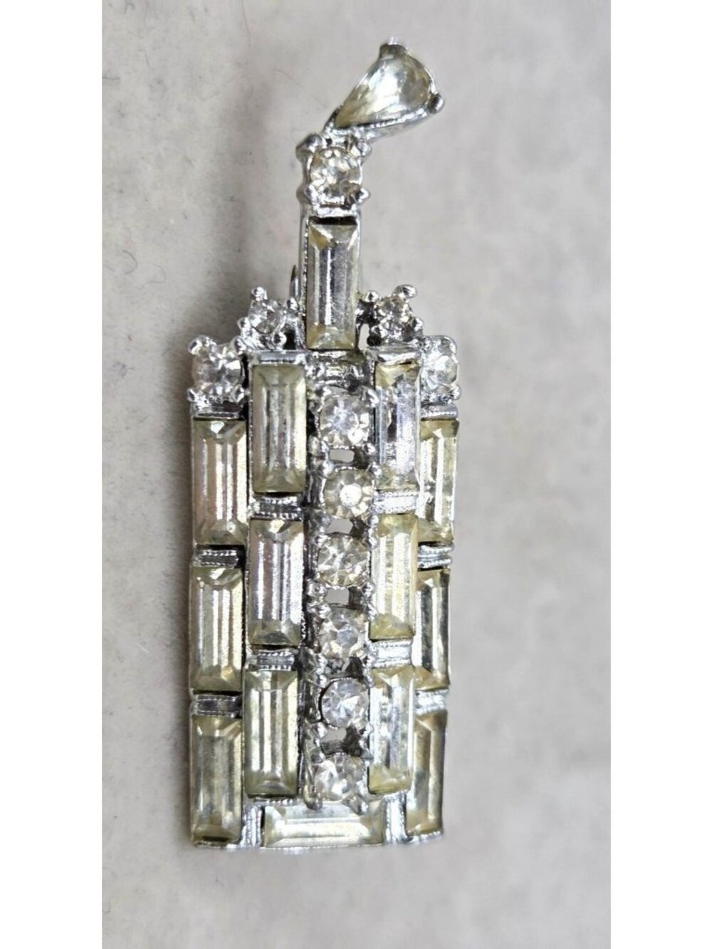 Vintage Rhinestone Perfume Bottle Pin Brooch